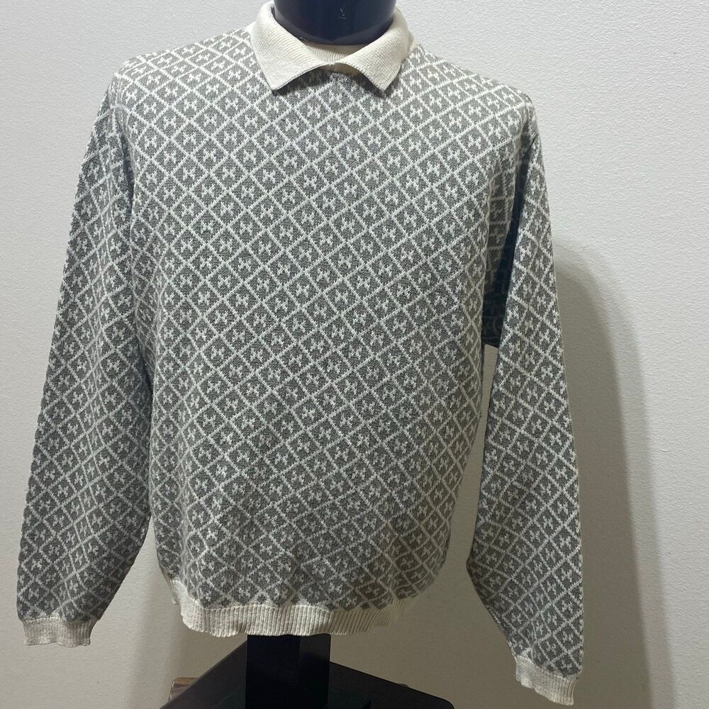 L.L. Bean Men's Pullover Collared SweaterDiamond Pattern Size X Large